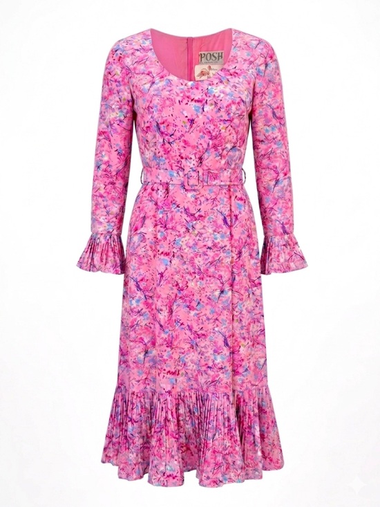 Posh by Jay Anderson Dresses & Skirts - Vintage Posh by Jay Anderson Pink Floral Midi Dress Size 2